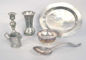 A Collection of Assorted Burmese or Indian Silver, comprising a tapering vase, 13.7cm high; an