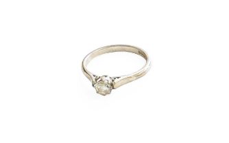 An 18 Carat White Gold Diamond Solitaire Ring, the round brilliant cut diamond in a claw setting, to