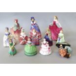 Three W. H. Goss Porcelain Figures, Gwenda, Annette and Daisy, together with various Royal Doulton