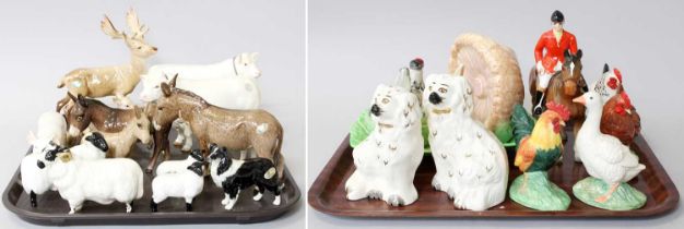 Beswick Farm Animals, including a boar, donkey family, sheep and deer; together with Border Fine