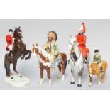 Beswick Mounted Horse Groups Comprising: Rearing Huntsman, model No. 868, Boy on Pony, model No.