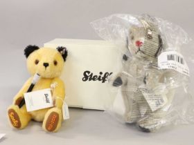 Modern Steiff Soft Toys of Sweep with collar and Sooty Bear with wand, both boxed (2)