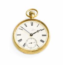 An 18 Carat Gold Open Faced Pocket Watch, signed Clerke, Royal Exchange, London Inner dust cover