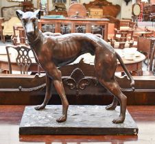 After P J Mene, Whippet, bronzed plaster sculpture