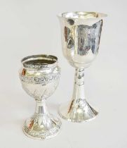 A German Silver Goblet and an Italian Silver Goblet, the first goblet engraved with a German