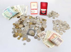 Mixed Silver Coinage, comprising; pre-1920 British silver coins, 223.7g; small assortment of pre-