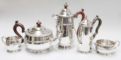 A Four-Piece George V Silver Tea-Service, by Adie Brothers, Birmingham, 1924 and 1929, each piece