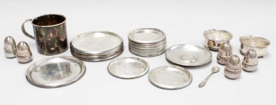 A Collection of Assorted Norwegian Silver, including a mug, by David Andersen; five pepperettes,