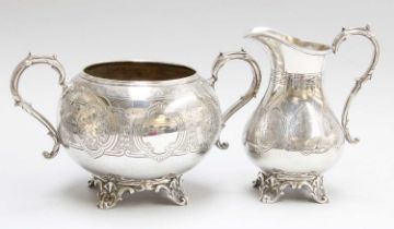 A Victorian Silver Cream-Jug and Sugar-Bowl, by Joseph Rodgers and Sons, Sheffield, 1872, each piece