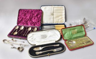 A Collection of Assorted George IV and Later Silver Flatware, various patterns, including various