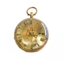 A Lady's 14 Carat Gold Fob Watch, case stamped 14k Glass and face loose  Gross weight - 48 grams