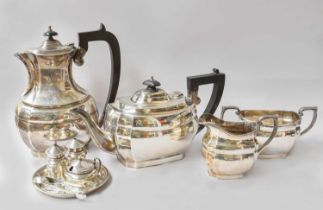 A Four-Piece George VI and Elizabeth II Silver Tea-Service, The Teapot, Cream-Jug and Sugar-Bowl