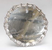 An Edward VIII Silver Salver, by Barker Brothers Silver Ltd., Birmingham, 1936, shaped circular