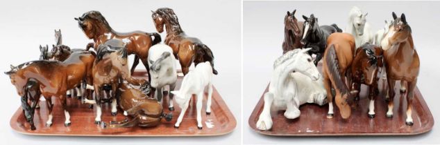 Beswick and Royal Doulton Horses, including Woolly Shetland Mare, "Irish Draught", model No. 1176,