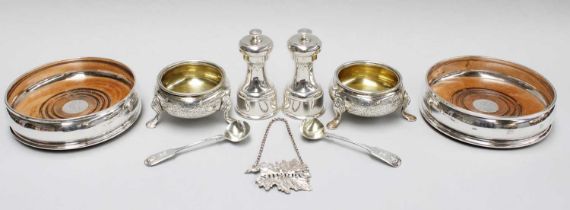 A Collection of Assorted Silver, comprising a pair of Elizabeth II silver wine-coasters, London,