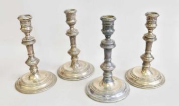 A Set of Four Elizabeth II Silver Candlesticks, by Richard Comyns, London, 1956, in the George I