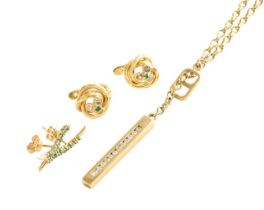 A 9 Carat Gold Diamond Necklace, the pendant set with twelve round brilliant cut diamonds, in a