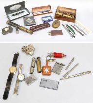 Various Smoking Collectables, including lighters, cigar cutters and a leather cigar pouch,