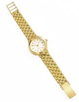 A Lady's 14 Carat Gold Calendar Centre Seconds Quartz Wristwatch, retailed by Rusbridge, case and