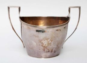 A George III Silver Sugar-Bowl, by John Emes, London, 1798, tapering oval and with reeded rim and