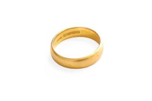 A 22 Carat Gold Band Ring, finger size P Gross weight 6.1 grams.