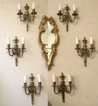 A Set of Six 18th Century Style Gilt Metal Two Branch Wall Lights (6)