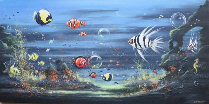 James Stewart (Contemporary) "Deep Ocean" Oil on canvas, together with a further oil on canvas