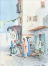 Atrributed to Hugh Maxwell Cairo street scene Signed and inscribed, watercolour; together with an