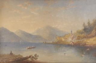 Continental School (19th Century) Middle European lake scene Watercolour, 30cm by 44.5cm