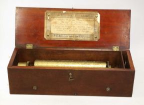 An Early Key-Wind Musical Box, By Duccummon Girod, Ser. No. 8075, playing six airs including William