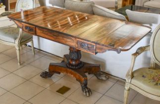 A Regency Rosewood Sofa Table On Paw Feet, 157cm by 68cm by 75cm