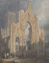 Attributed to Richard Bankes Harraden (1778-1862) Abbey ruins with figures before Watercolour,