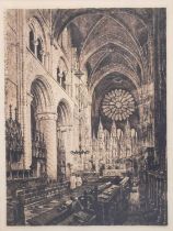 After Axel Herman Haig (1835-1921) Swedish Cathedral Interior Signed in pencil, etching, 68cm by