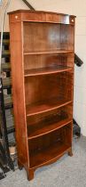 A Reproduction Bow Fronted Open Bookcase, with adjustable shelves, 61cm by 26cm by 153cm
