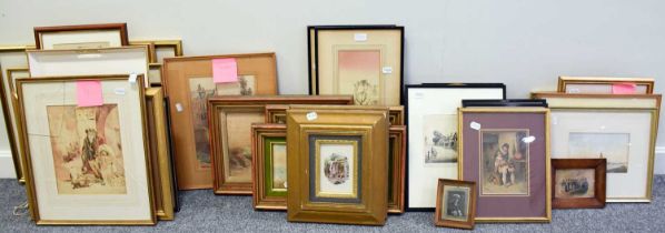A large quantity of mixed watercolours and prints etc, to include various 19th century British
