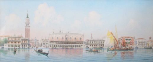 Umberto Ongania (1867-1942) Venetian Scene with St Mark's Square and Doges palace Signed,