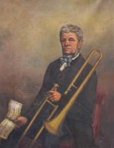 British School (19th Century) Portrait of John Dean, Trombonist in the Glusburn and Crosshills