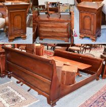 An 'And So To Bed' Cherry Wood Bedroom Suite, comprising a super king Sleigh bed, 192cm, 230cm by