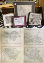 A Collection of Eight Maps, comprising Saxton-Hole, Vniversi Derbiensis - Derbyshire (framed);