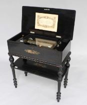 A Scarce Petit Musical Box On Stand Playing Twelve Airs, By L. Junod, Ser. No. 40110, with double-