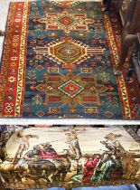 A Machine Made Rug Fragment of Caucasian Design, 162cm by 118cm, together with a machine made wall