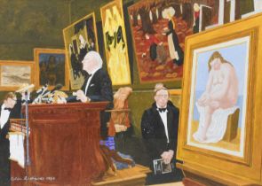 Colin Richards (20th Century) "Sothebys" Signed and dated 1980, gouache, 29.5cm by 39.5cm