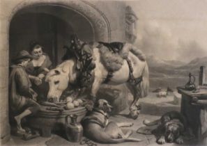 After Sir Edwin Henry Landseer RA (1802-1873) "Refreshment. A Scene in Belgium" Black and white