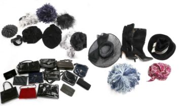 20th Century Costume Accessories comprising various black leather and patent hand bags including