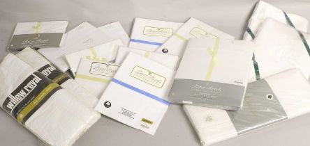 Modern White Cotton Bed Linen in Original Packaging, comprising Silhouette pair of sheets 172cm by