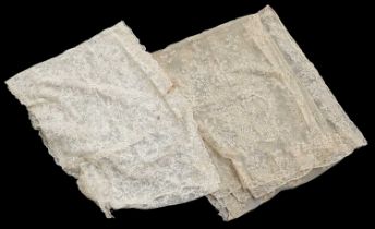 Late 19th Century Tambour Lace Stole, worked in chain stitch designed with sinuous floral motifs