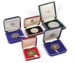 Assorted Silver Proof Medallions, 5 in total comprising; (2x) Edward Duke of Windsor medallions by