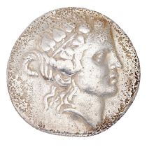 Ancient Greece, Thracian island of Thasos, silver tetradrachm, circa 140BC; obv. ivy-wreathed head