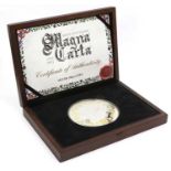 Magna Carta, Silver Proof 10oz Coin; Guernsey £50 2015 issue (.925 silver, 100mm, 311g), struck to