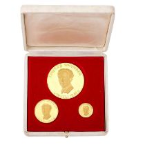 Edward Whymper, Matterhorn Gold Medallion Set 1965, 3 medallion set, (.900 gold, combined weight